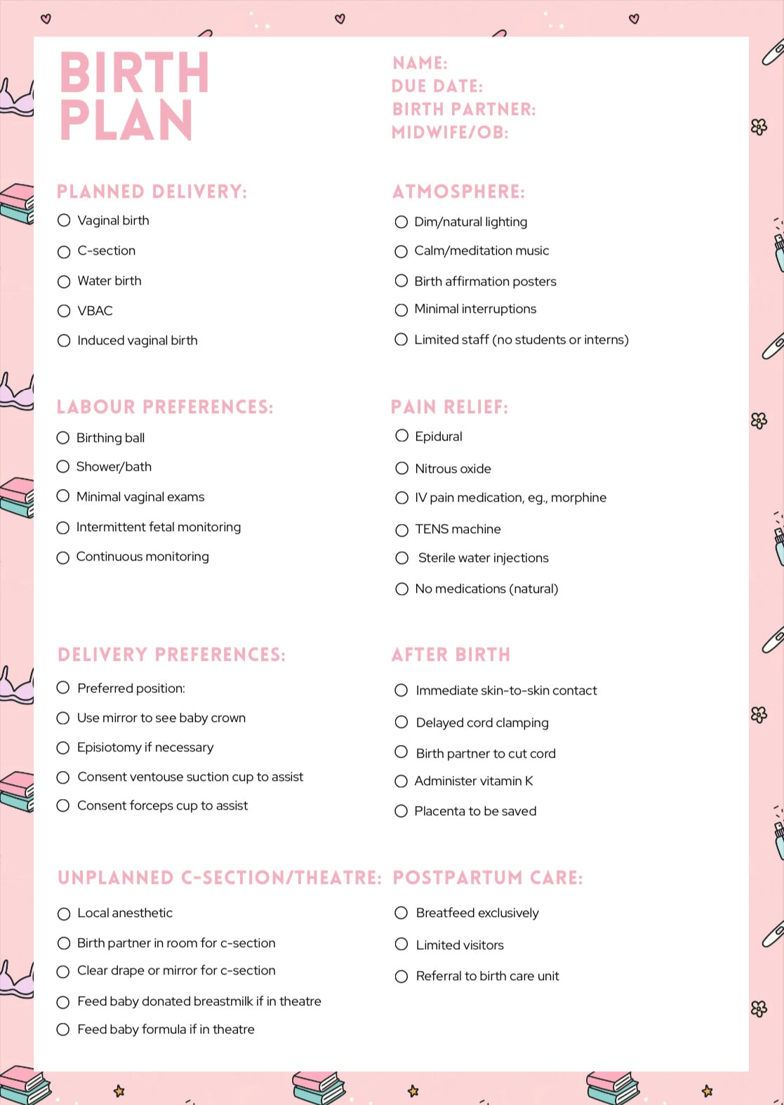 Birth Plan Template
