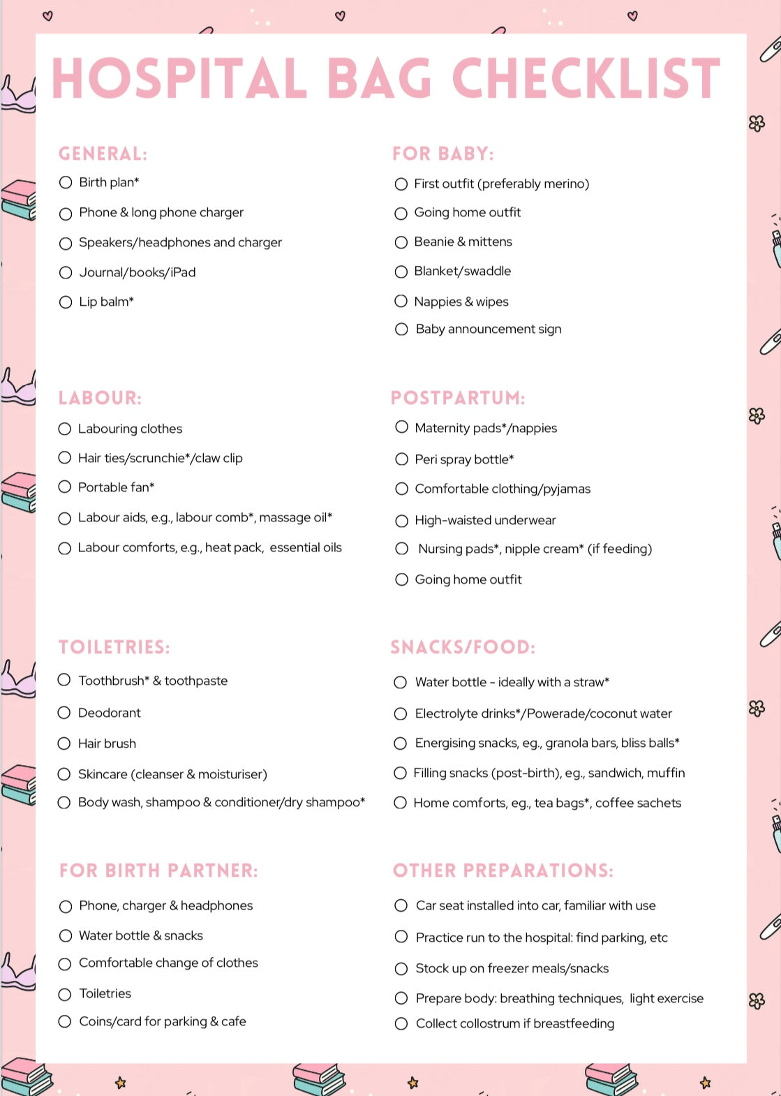 Hospital Bag Checklist