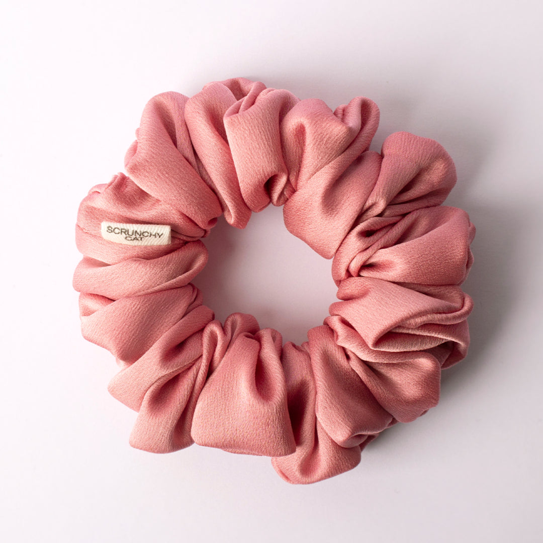 Scrunchy Cat Petal Pink Satin Scrunchie